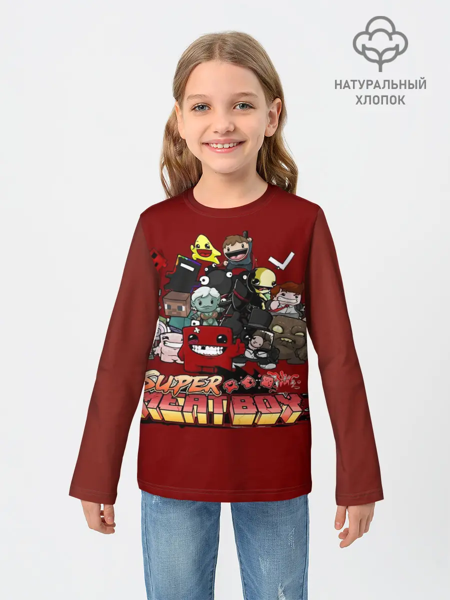 Детский лонгслив / Super meat boy