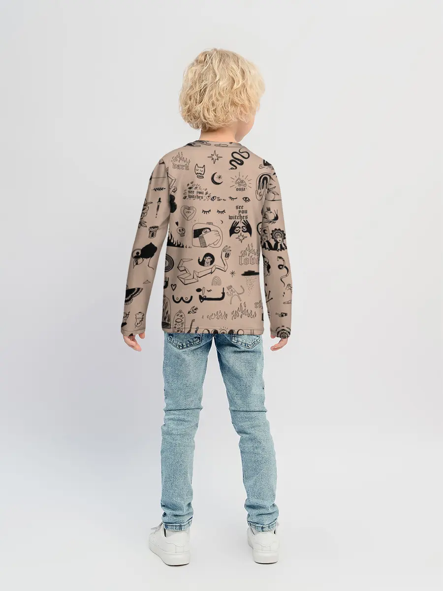 Детский лонгслив / принт в стиле тату