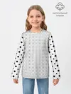 Детский лонгслив / Точки черные на белом