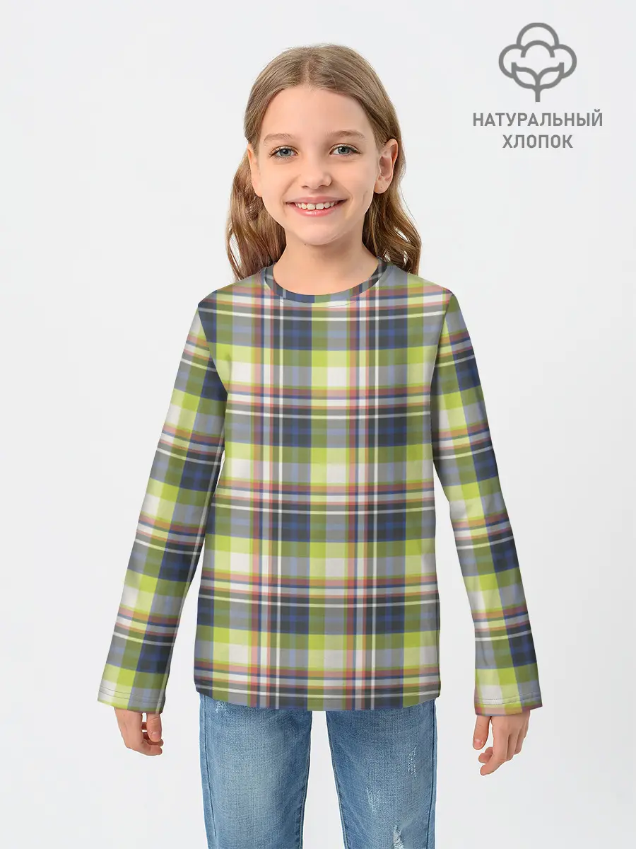 Детский лонгслив / Текстура в клетку