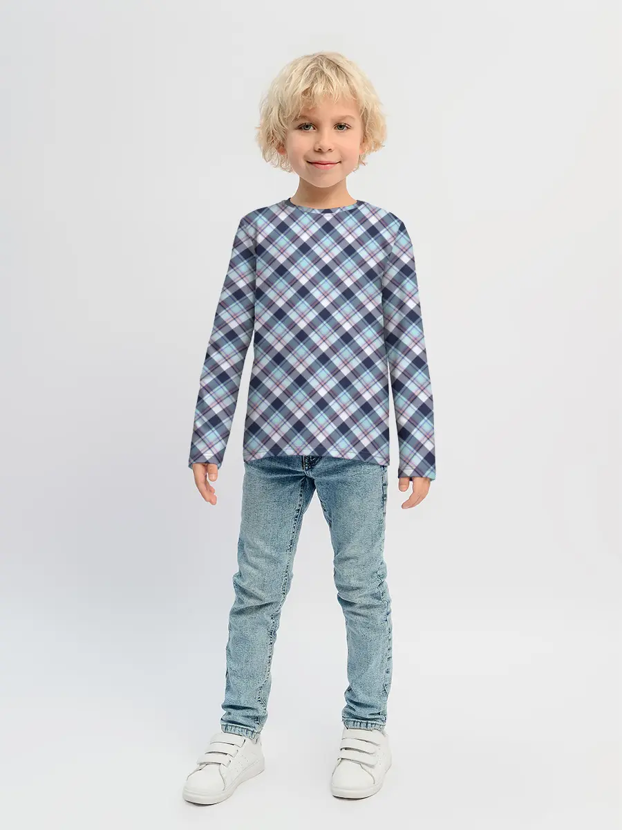 Детский лонгслив / Текстура в клетку