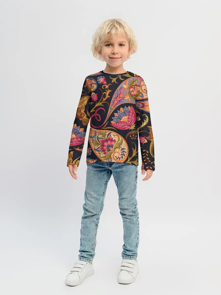 Детский лонгслив / РОСПИСЬ ЦВЕТАМИ