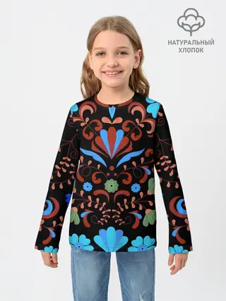 Детский лонгслив / РОСПИСЬ ЦВЕТАМИ