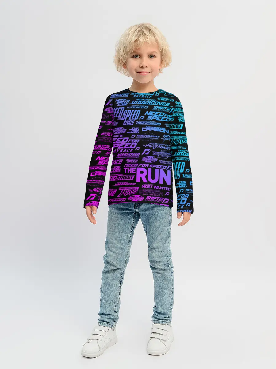 Детский лонгслив / NFS ALL LOGOS NEON