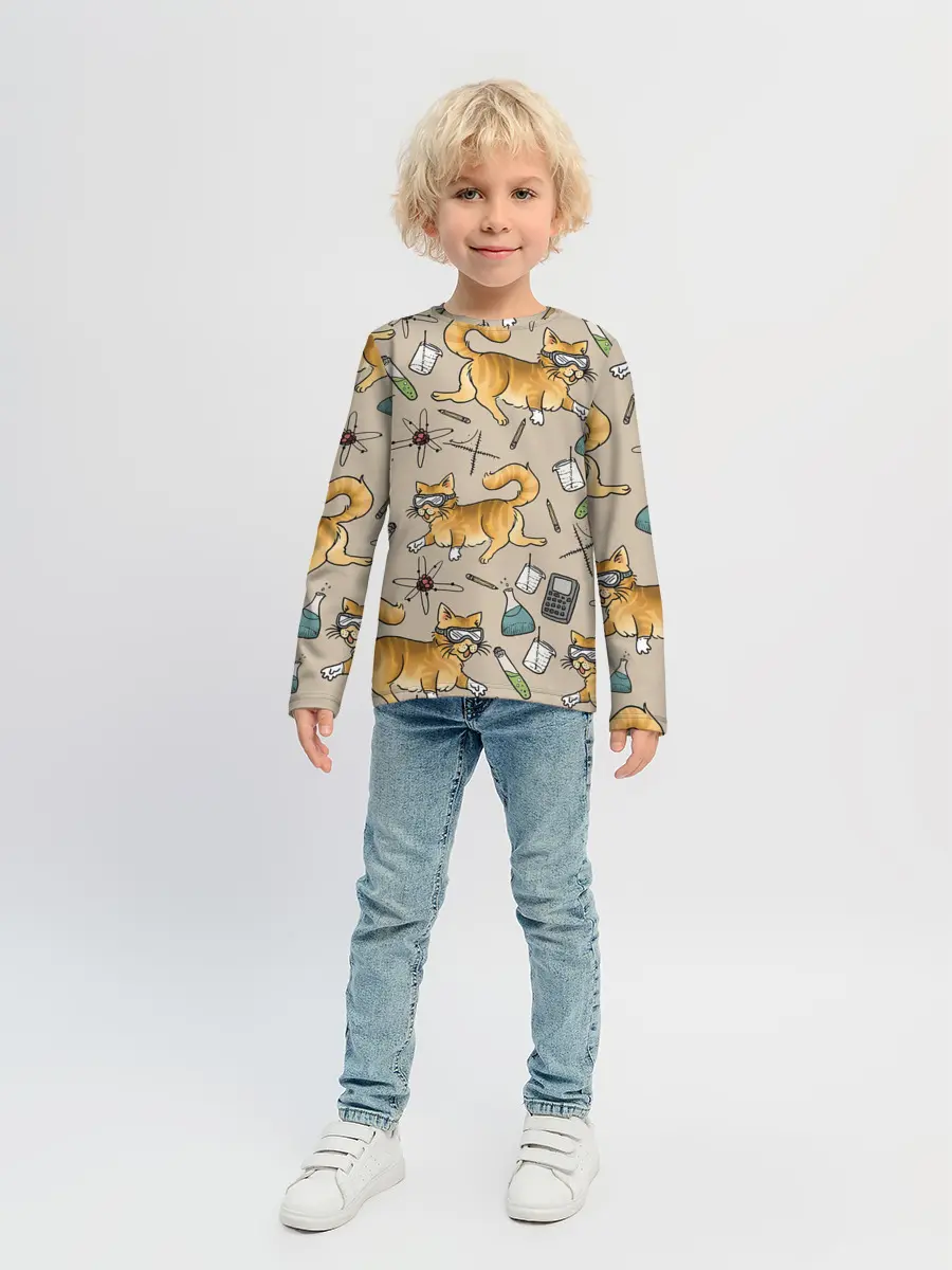 Детский лонгслив / Котики и колбы