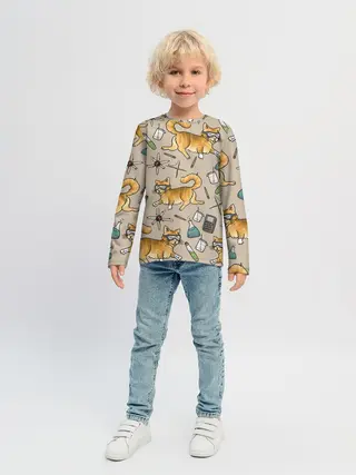 Детский лонгслив / Котики и колбы