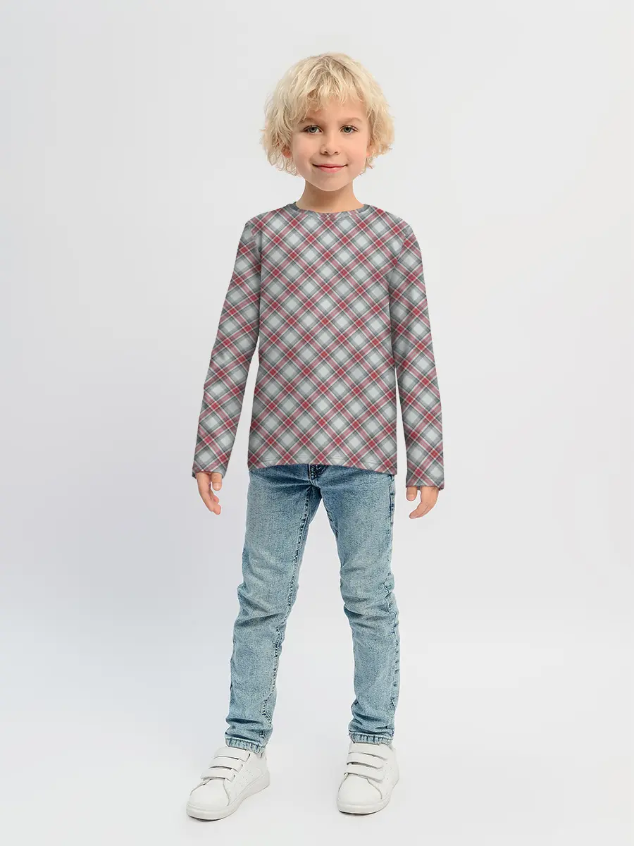 Детский лонгслив / Текстура в клетку