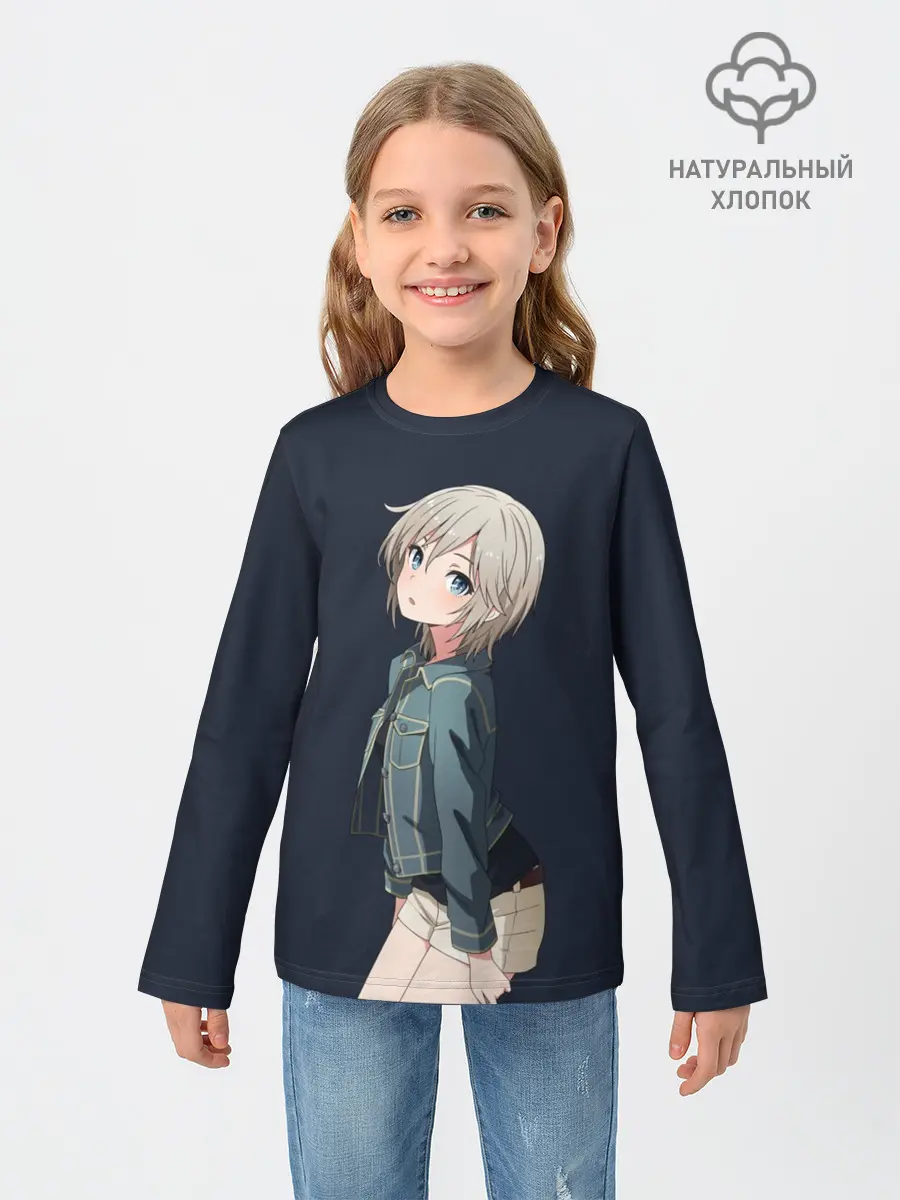 Детский лонгслив / Аниме Тян в джинсовке