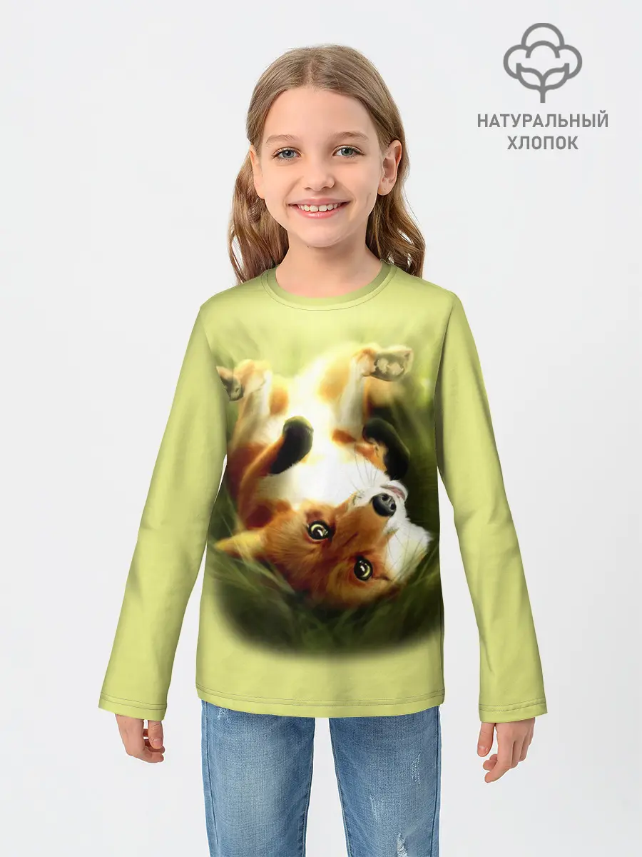 Детский лонгслив / Лиса на траве