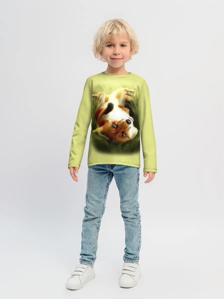 Детский лонгслив / Лиса на траве