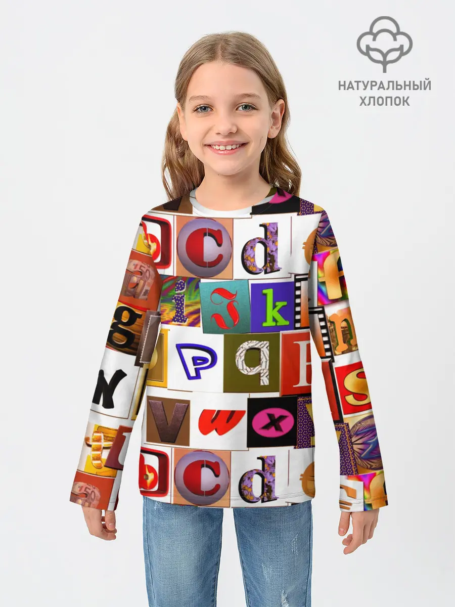 Детский лонгслив / Английские буквы # 2