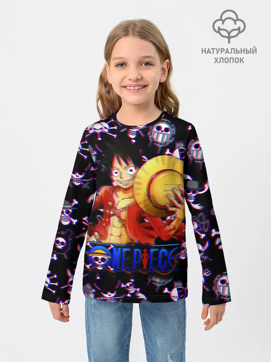 Детский лонгслив / Луффи One Piece | Glitch