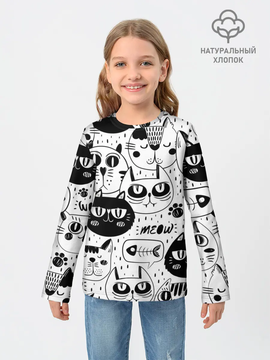 Детский лонгслив / Кошки