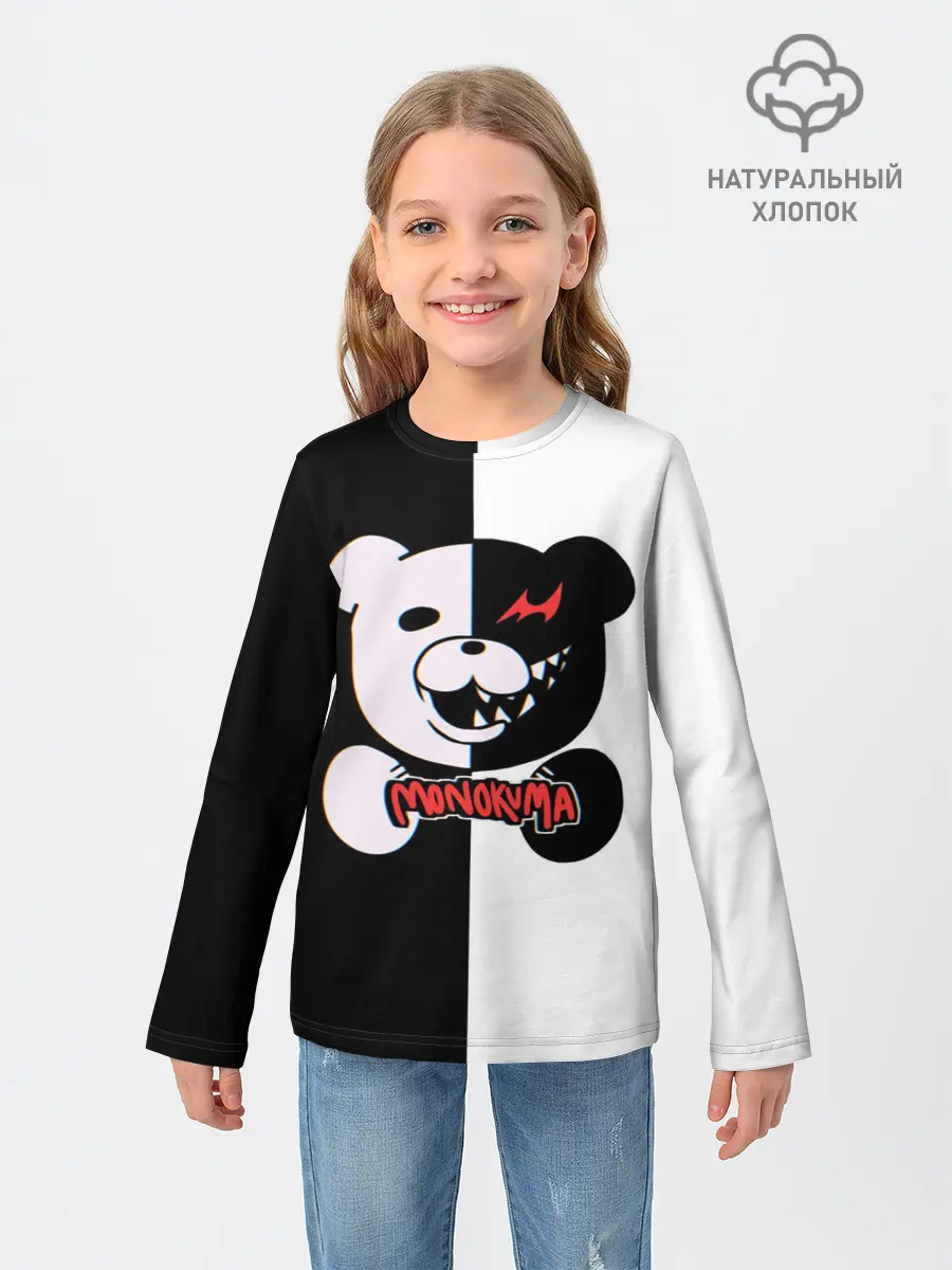 Детский лонгслив / MONOKUMA / МОНОКУМА GLITCH