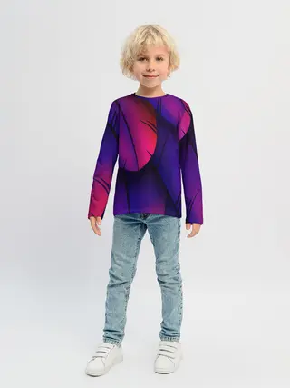 Детский лонгслив / Фиолетовые Перья