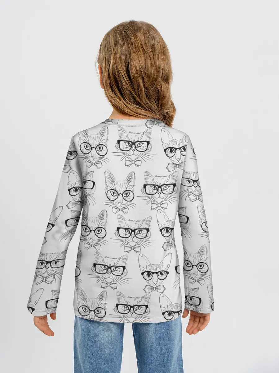 Детский лонгслив / Кошки в очках