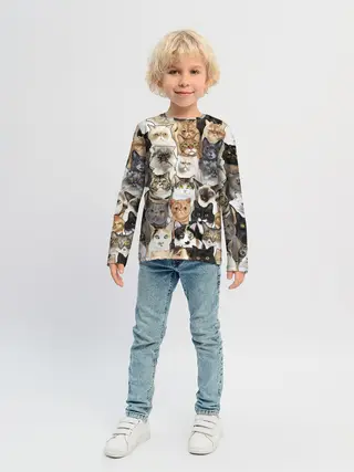 Детский лонгслив / Котики смешные