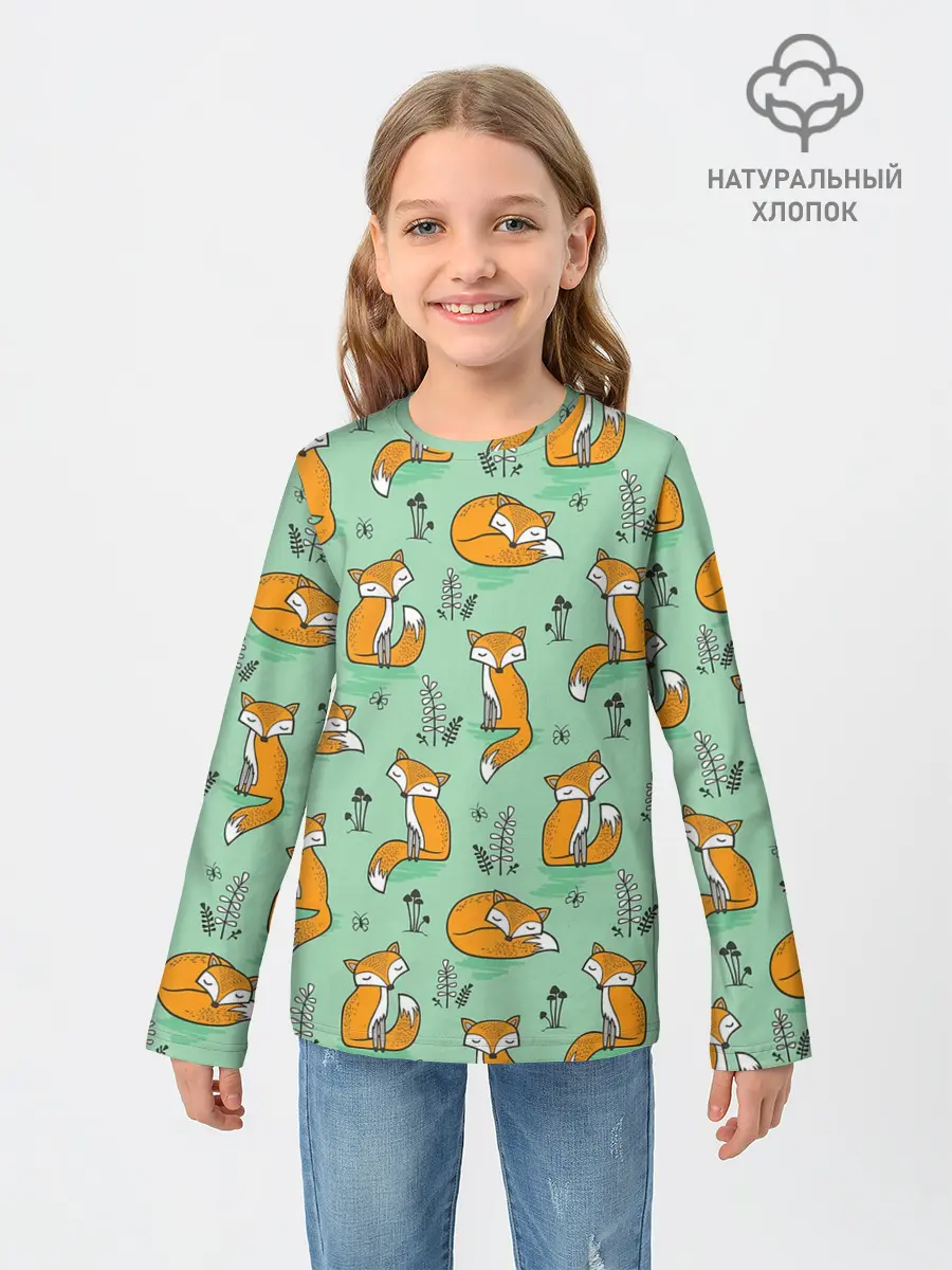 Детский лонгслив / Лиса с Грибами
