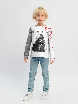 Детский лонгслив / Kaneki Ken красные капли