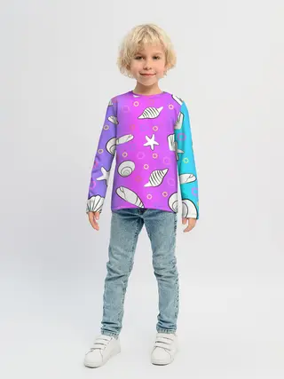 Детский лонгслив / Ракушки с градиентом