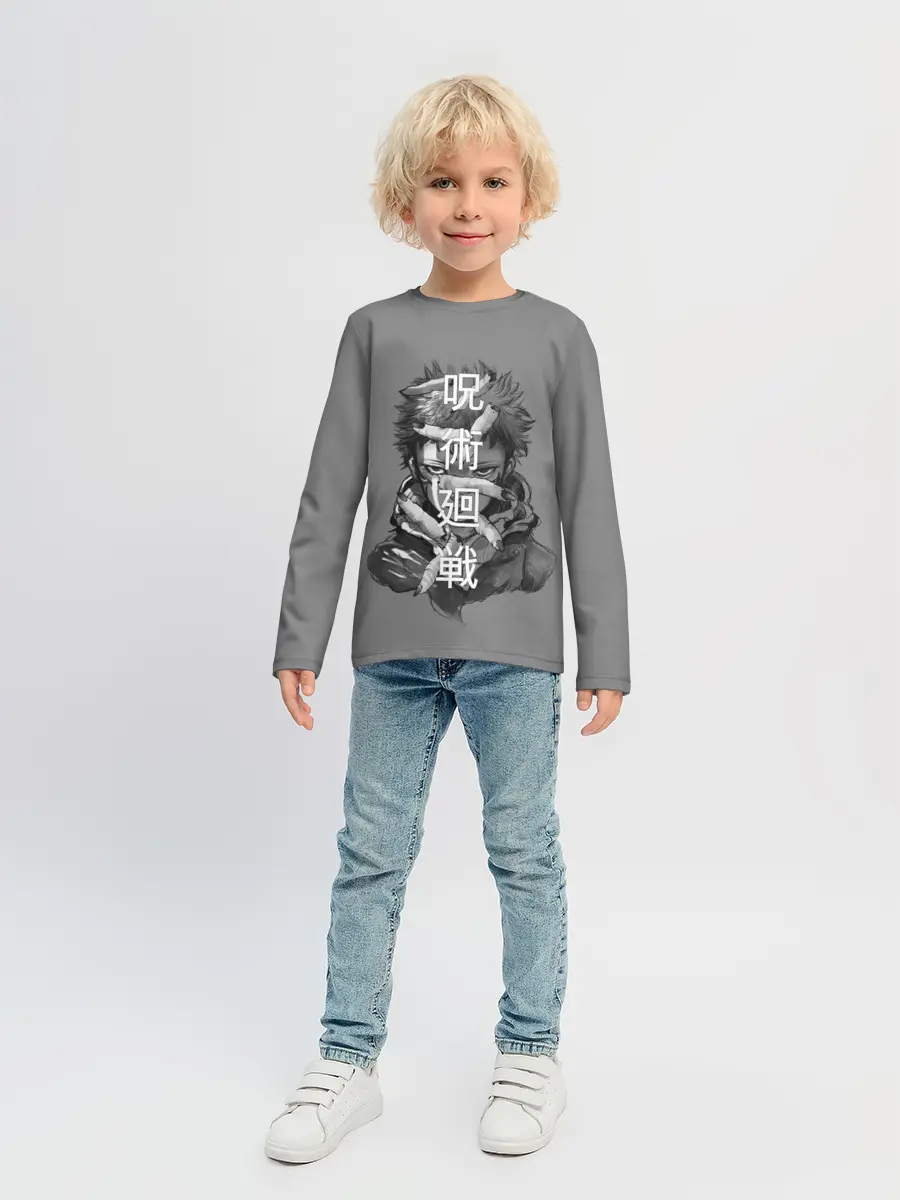 Детский лонгслив / JUJUTSU KAISEN ИТАДОРИ иероглифы