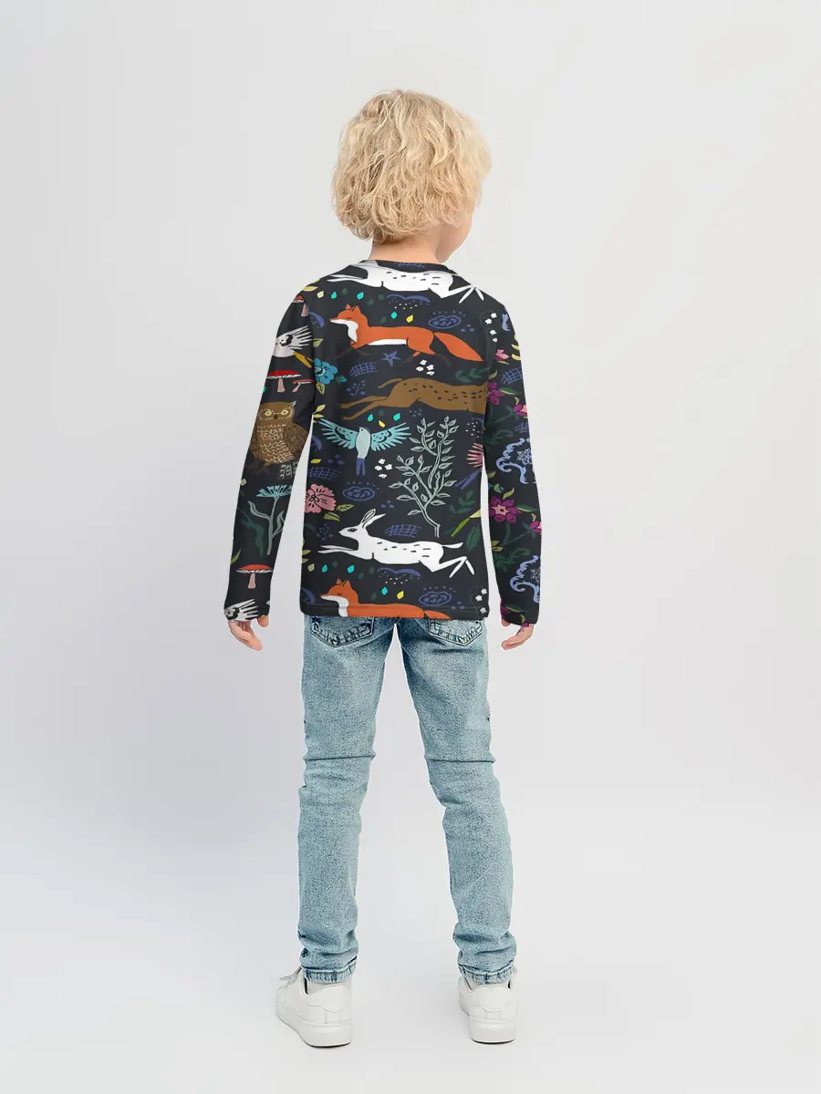Детский лонгслив / Звери и Природа