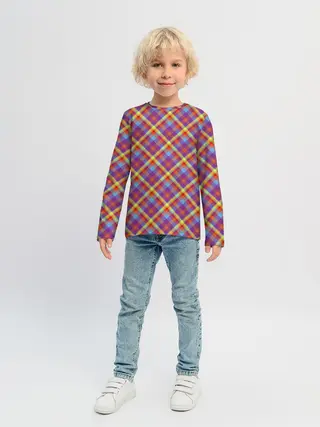 Детский лонгслив / Клеточный узор
