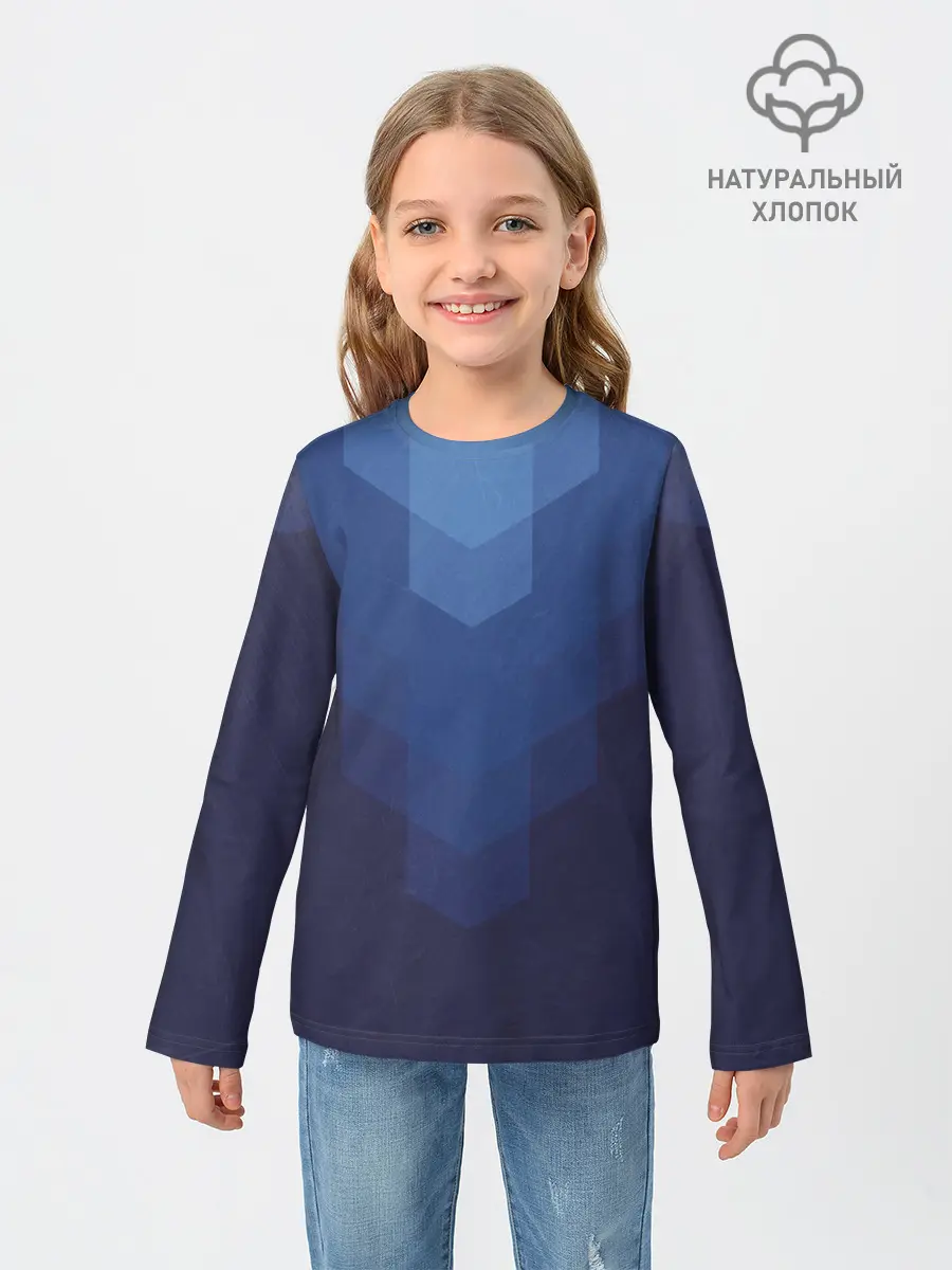 Детский лонгслив / Сине-черная Геометрия Линий