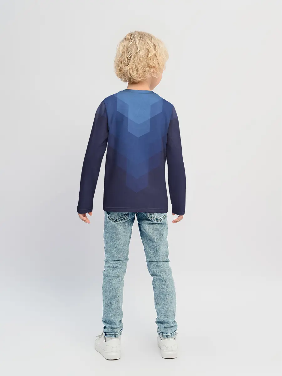 Детский лонгслив / Сине-черная Геометрия Линий