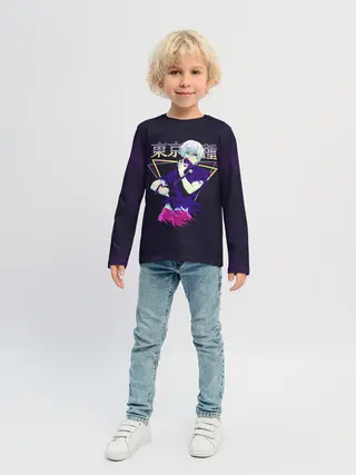 Детский лонгслив / Канеки Кен под 80-е