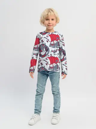 Детский лонгслив / Корабли и девушка викинг