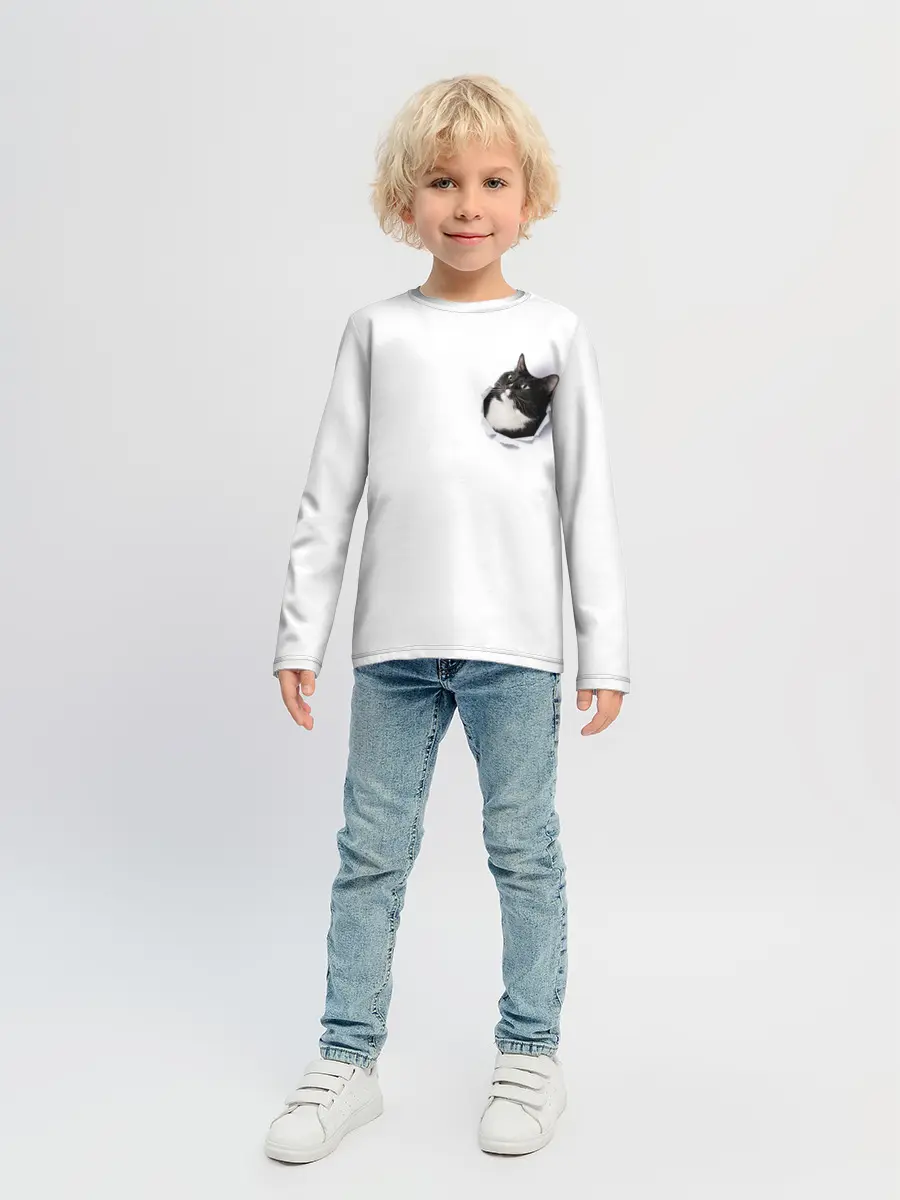 Детский лонгслив / КОТ В СЕРДЦЕ