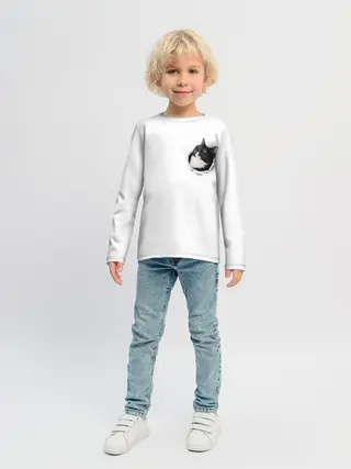 Детский лонгслив / КОТ В СЕРДЦЕ