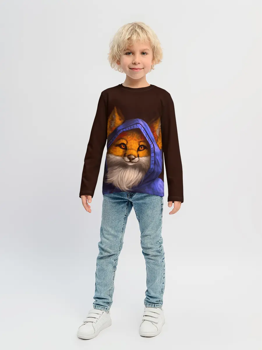 Детский лонгслив / Лисенок в капюшоне