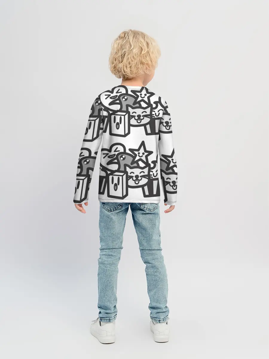 Детский лонгслив / Чёрно-белые дудлы