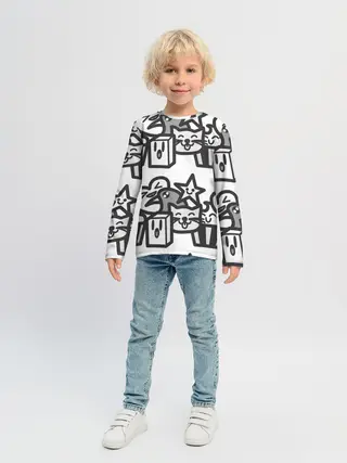 Детский лонгслив / Чёрно-белые дудлы