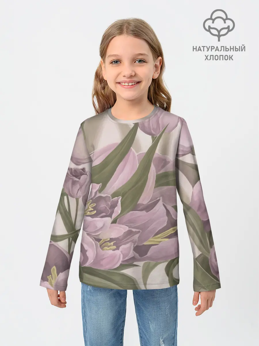 Детский лонгслив / Сахарный розовый