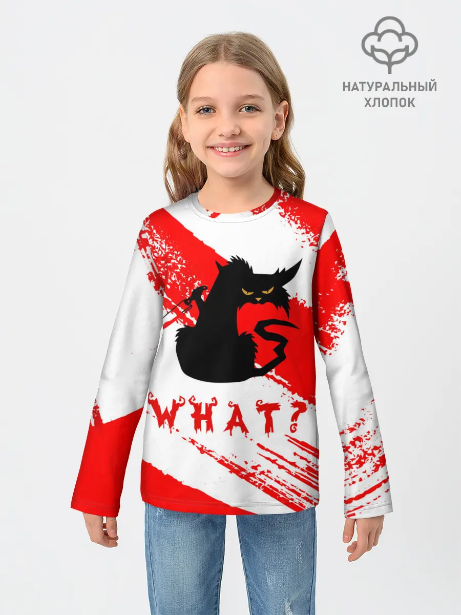 Детский лонгслив / What cat? / Какой кот?