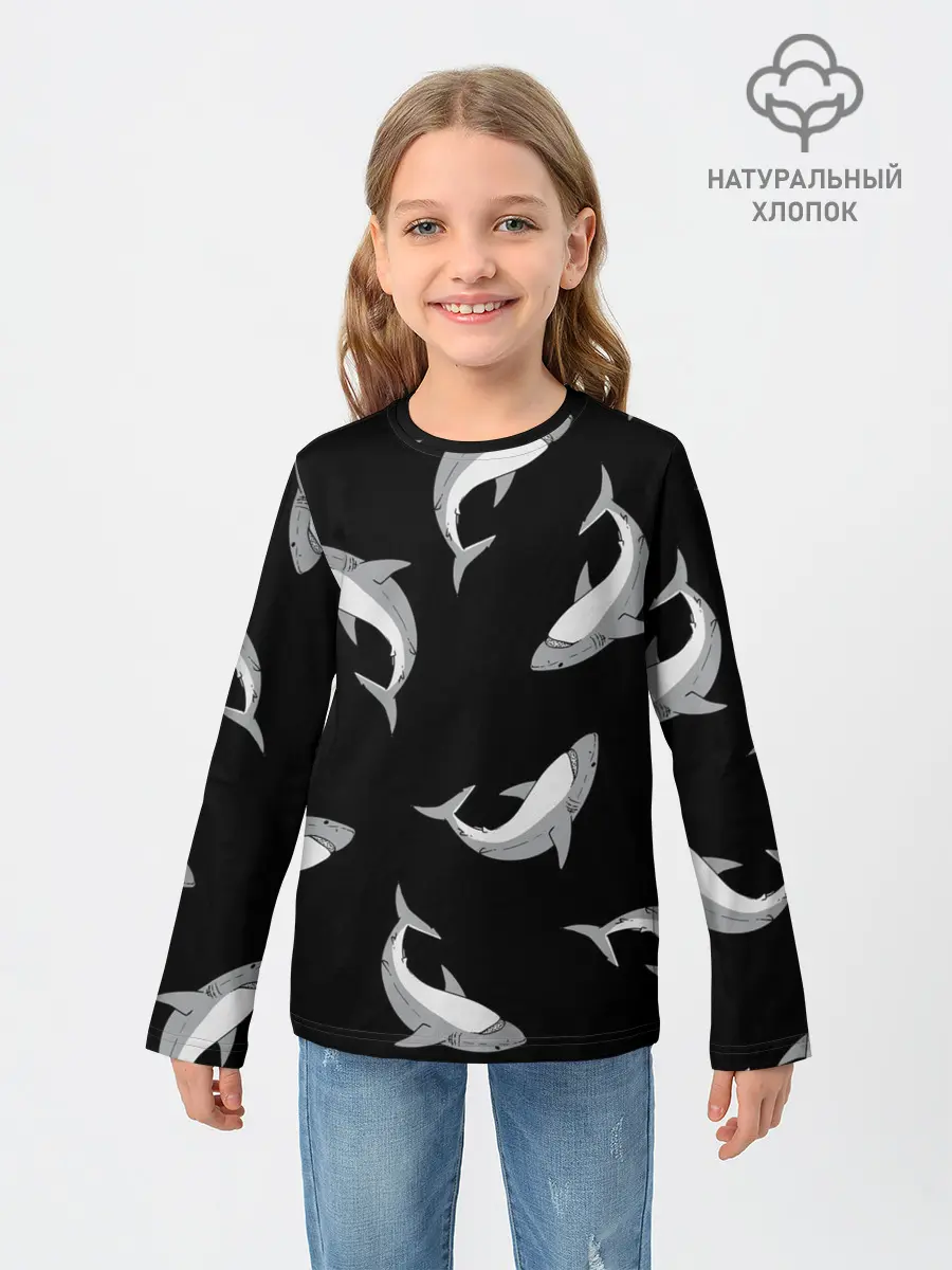 Детский лонгслив / Акулы