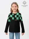 Детский лонгслив / Kamado Tanjiro зеленые квадраты
