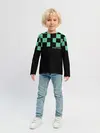 Детский лонгслив / Kamado Tanjiro зеленые квадраты