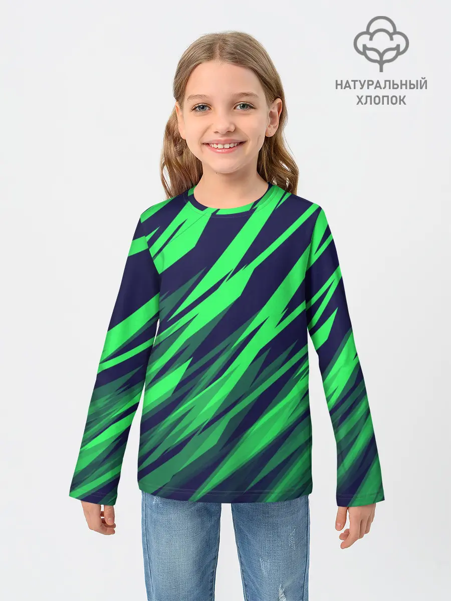Детский лонгслив / Абстрактный дизайн ,,Зелень