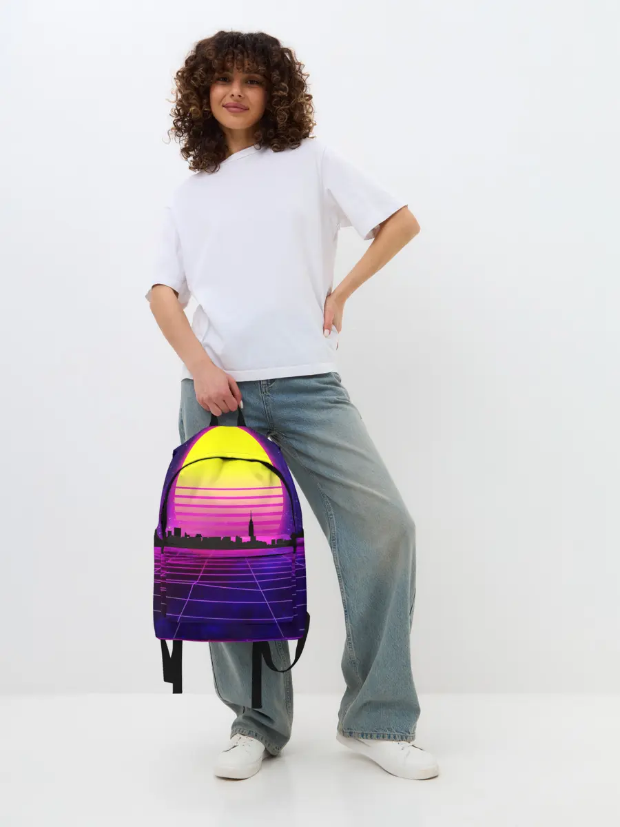 Рюкзак джинсовый / ГОРОД В НЕОНЕ