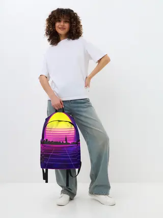 Рюкзак джинсовый / ГОРОД В НЕОНЕ