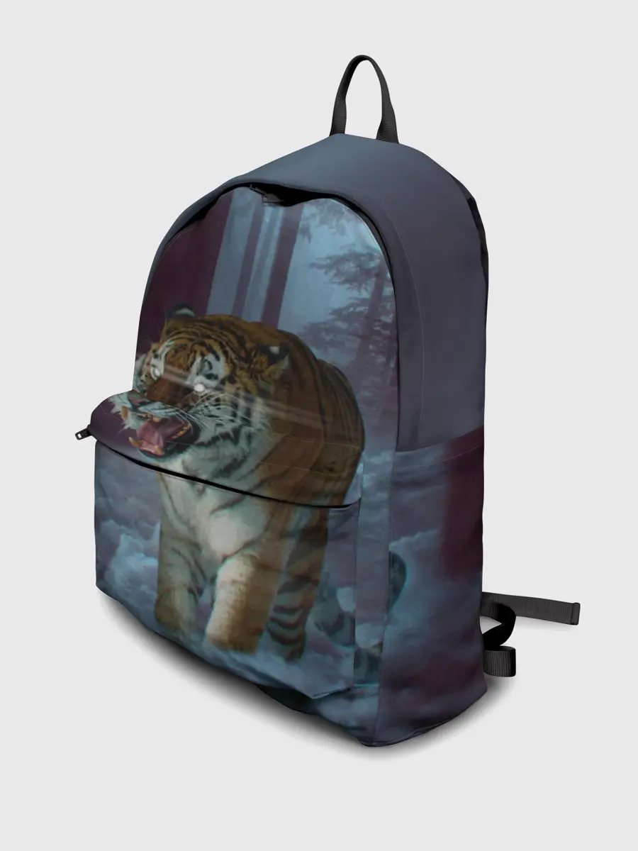 Рюкзак джинсовый / ТИГР В СУМЕРЕЧНОМ ЛЕСУ