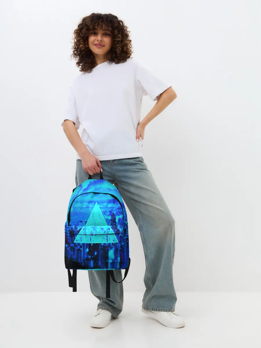 Рюкзак джинсовый / ГОРОД В НЕОНЕ