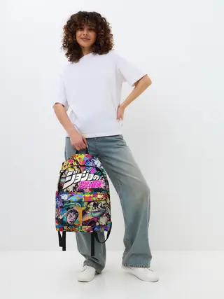 Рюкзак джинсовый / Джоджо паттерн комикс