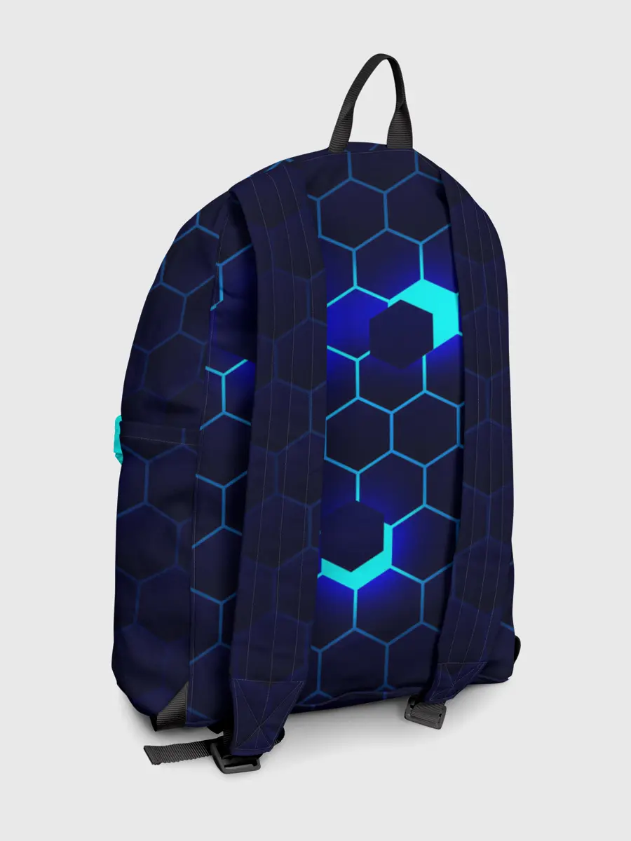 Рюкзак джинсовый / СИНИЕ СОТЫ В НЕОНЕ