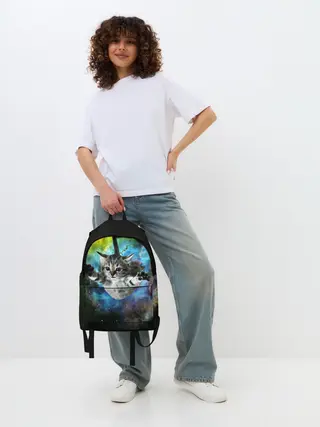 Рюкзак джинсовый / КОСМИЧЕСКИЙ КОТ