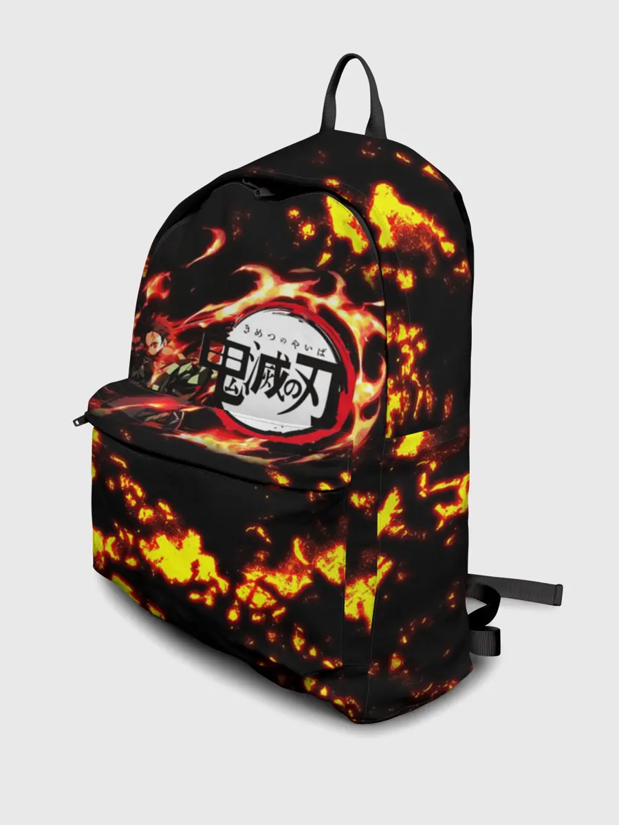Рюкзак джинсовый / Kimetsu no Yaiba желтое пламя